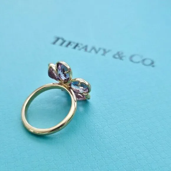RARE Tiffany & Co. Amethyst Enchant Garden Flower Diamond Ring 18k Rose Gold - Picture 5 of 8